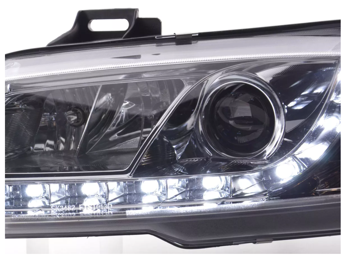 FK LED DRL Devil Angel Eyes Project Headlights Fiat Stilo 01-06 chrome