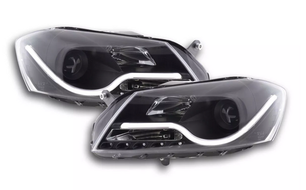 FK Set LED DRL Halo Lightbar Scheinwerfer VW Passat B7 3C 2010+ SCHWARZ 