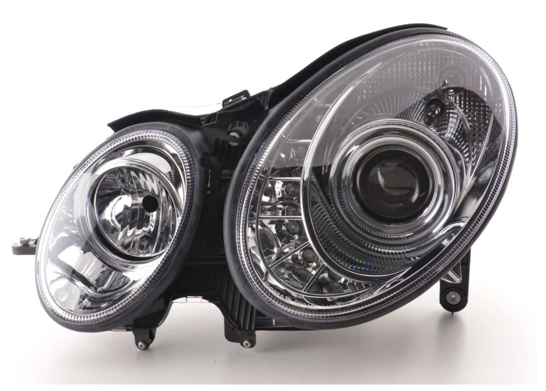 FK Set LED DRL HEADLIGHTS Mercedes E-Class 211 02-06 Chrome AMG LHD