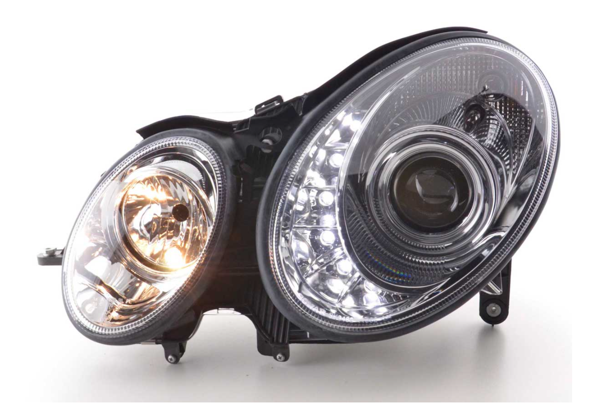 FK Set LED DRL HEADLIGHTS Mercedes E-Class 211 02-06 Chrome AMG LHD
