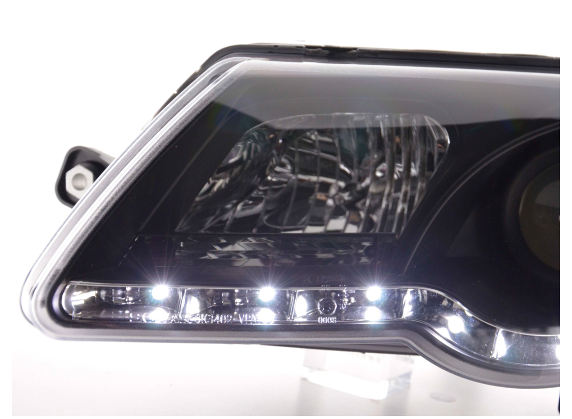 FK Set LED DRL Halo Eye Headlights VW Passat B6 3C 05+ BLACK LHD