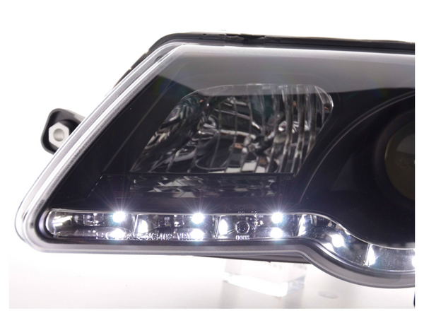 FK Set LED DRL Halo Eye Headlights VW Passat B6 3C 05+ BLACK LHD