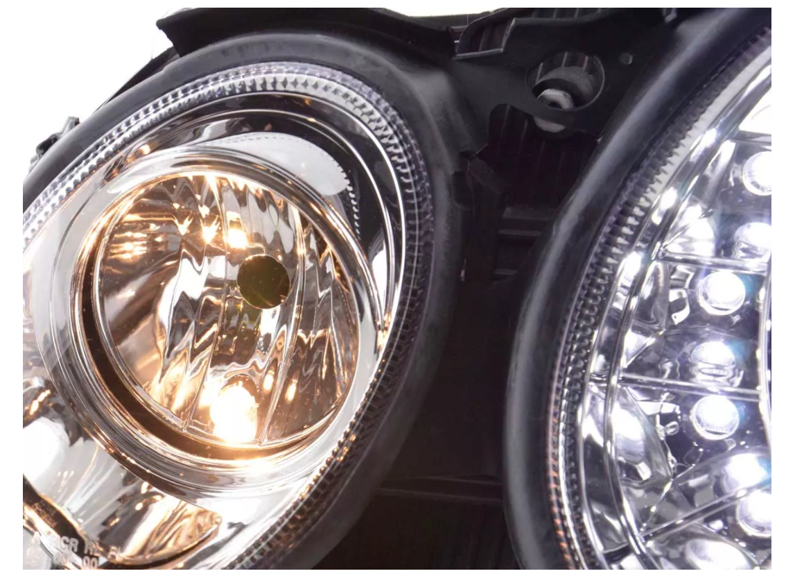 FK Set LED DRL HEADLIGHTS Mercedes E-Class 211 02-06 Chrome AMG LHD