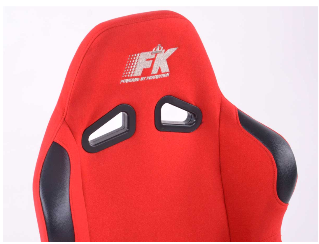 FK Pair Universal Bucket Sports Seats Red Textile Fabric Fixed Back Track Drift