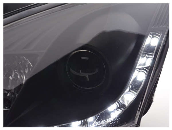 FK LED DRL Halo Projektorscheinwerfer Ford Focus 1 MK1 C170 98-01 schwarz LHD