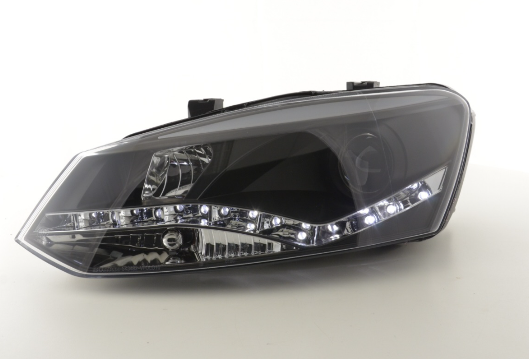 FK Paar LED DRL Projektorscheinwerfer VW Polo 6R 2010+ schwarz RHD Plug &amp; Play