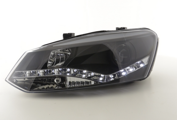 FK Paar LED DRL Projektorscheinwerfer VW Polo 6R 2010+ schwarz RHD Plug &amp; Play