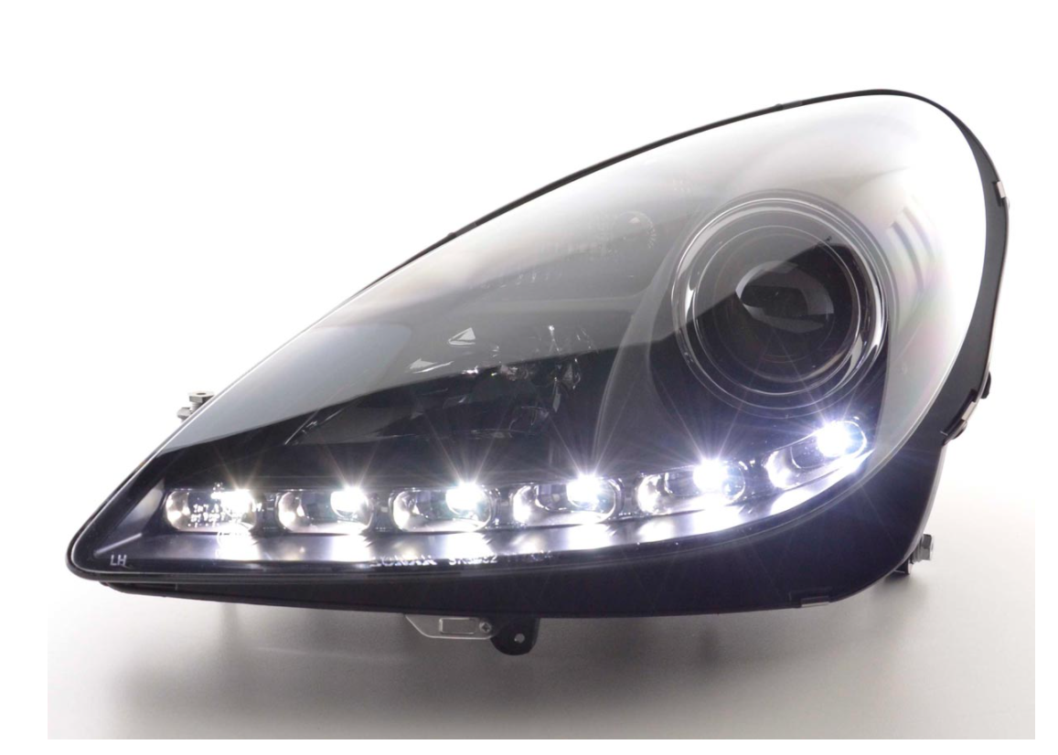 FK Set LED DRL Scheinwerfer Halo Mercedes SLK R171 04-11 SCHWARZ LHD AMG