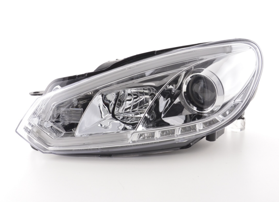 FK Set VW Golf 6 MK6 LED DRL Halo Projektor Scheinwerfer GTI R20 08-12 Chrom LHD