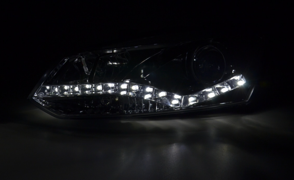 FK Paar LED DRL Projektorscheinwerfer VW Polo 6R 2009+ Chrom RHD Plug &amp; Play