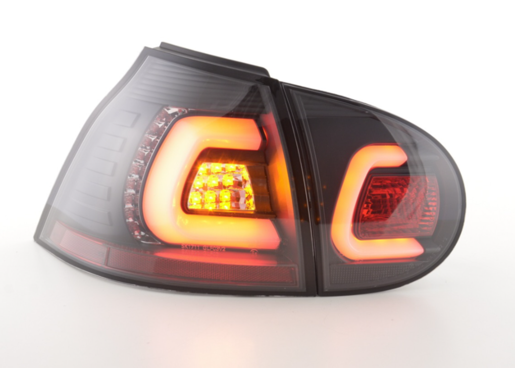 FK Pair LED Rear Lights Lightbar VW Golf 5 MK5 03-08 Black 1K LHD inc harness