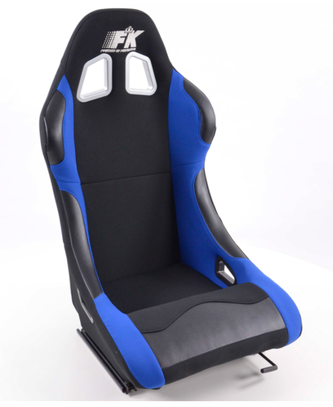 FK Universal Fixed Back Bucket Seats & slide runners Blue Track Drift Car 4x4