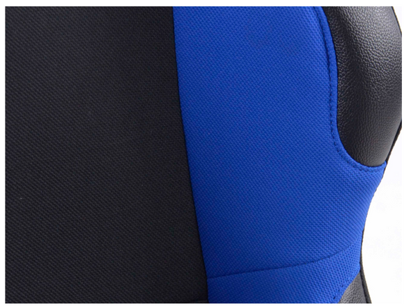 FK Universal Fixed Back Bucket Seats & slide runners Blue Track Drift Car 4x4