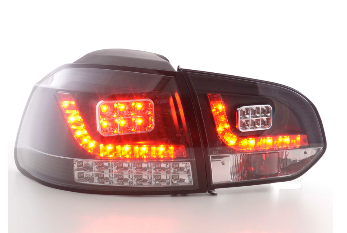 FK Set VW GOLF MK6 6 08-12 1K LED REAR LIGHTS Lightbar RED & BLACK SMOKE LHD