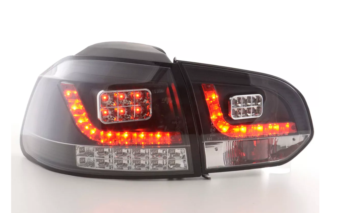 FK Set VW GOLF MK6 6 08-12 1K LED REAR LIGHTS Lightbar RED & BLACK SMOKE LHD