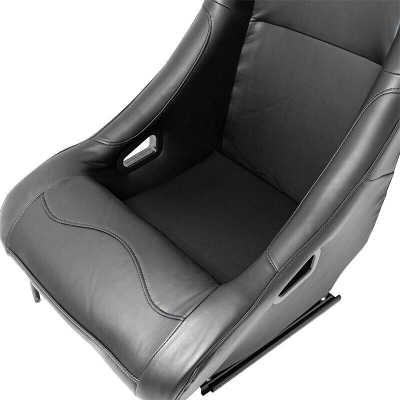 AUTOSTYLE x1 Univ Single Sports Bucket Seat Black Synth Leather Fixed back