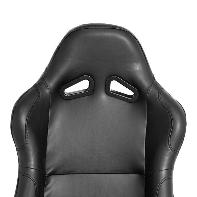 AUTOSTYLE x1 Univ Single Sports Bucket Seat Black Synth Leather Fixed back