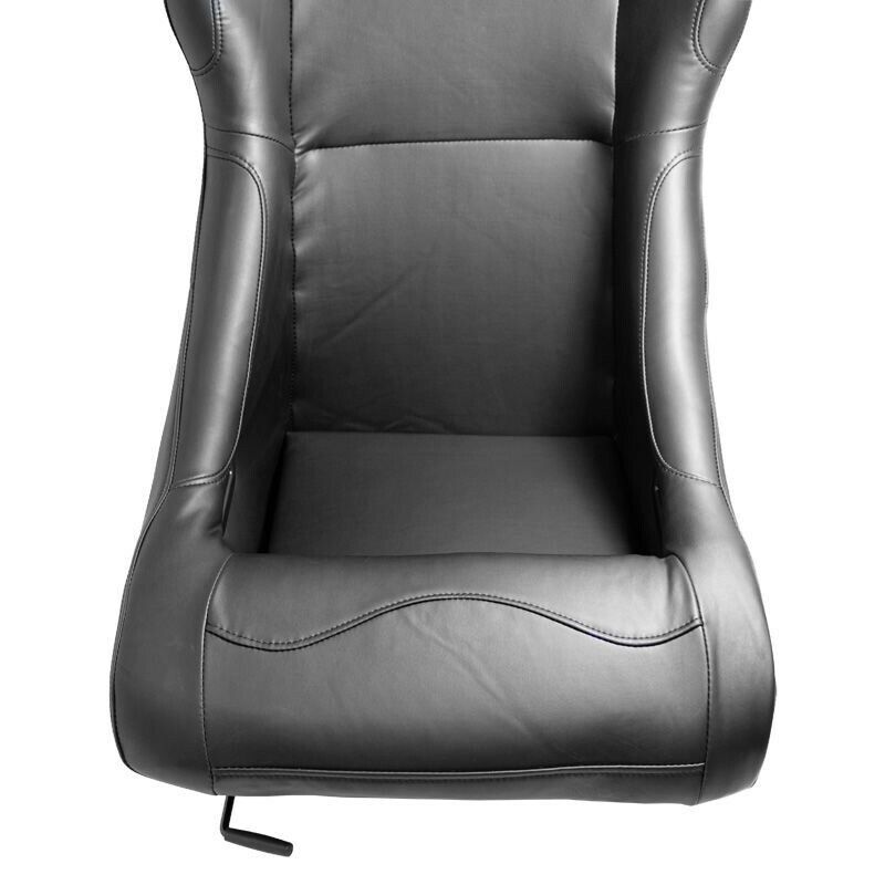 AUTOSTYLE x1 Univ Single Sports Bucket Seat Black Synth Leather Fixed back