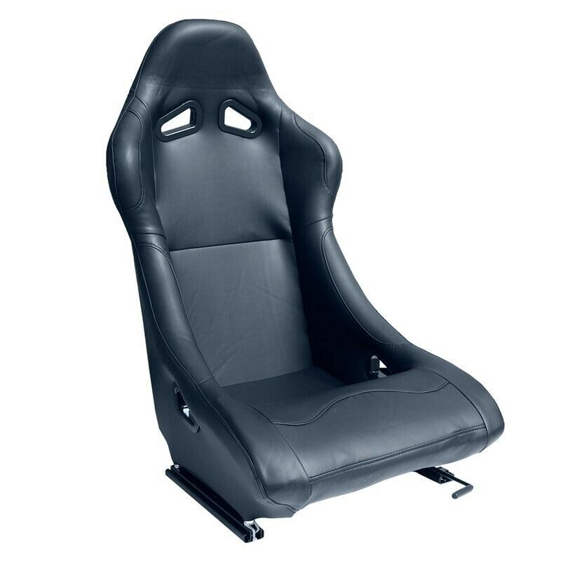 AUTOSTYLE x1 Univ Single Sports Bucket Seat Black Synth Leather Fixed back