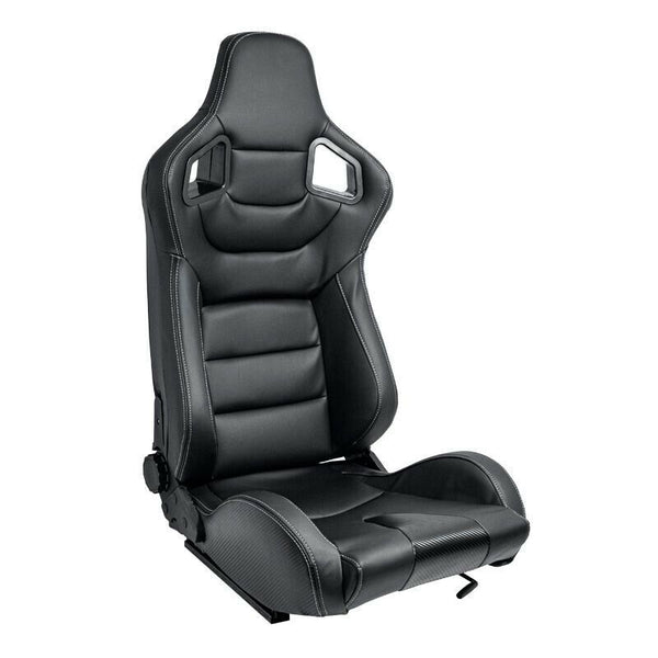 AUTOSTYLE x1 Univ Single Sports Bucket Seat Black Silver Stitch Carbon runners