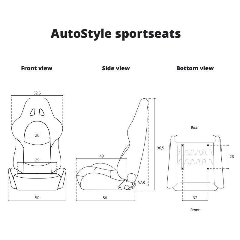 AUTOSTYLE x1 Univ Single Sports Bucket Seat Black Silver Stitch Carbon runners