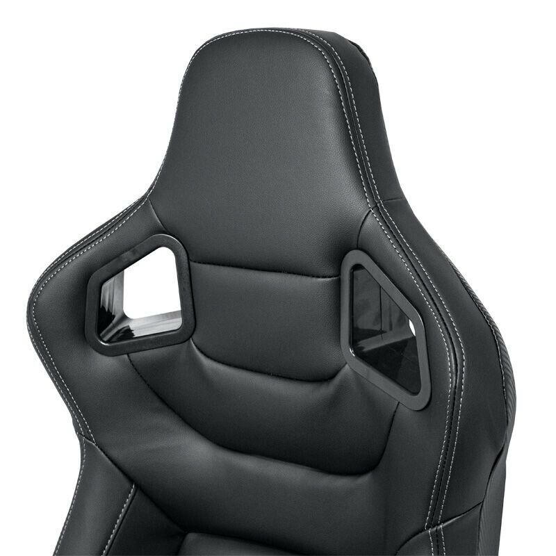 AUTOSTYLE x1 Univ Single Sports Bucket Seat Black Silver Stitch Carbon runners