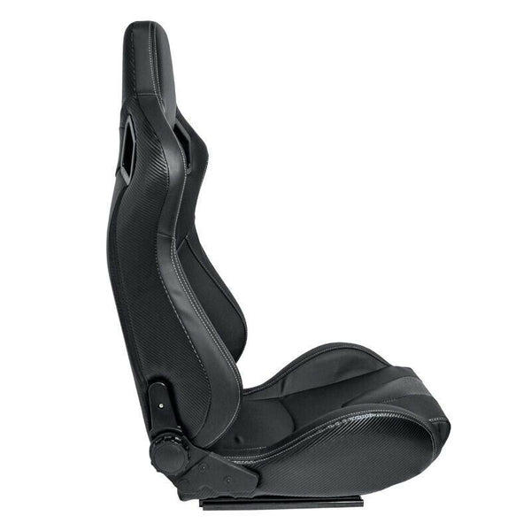 AUTOSTYLE x1 Univ Single Sports Bucket Seat Black Silver Stitch Carbon runners