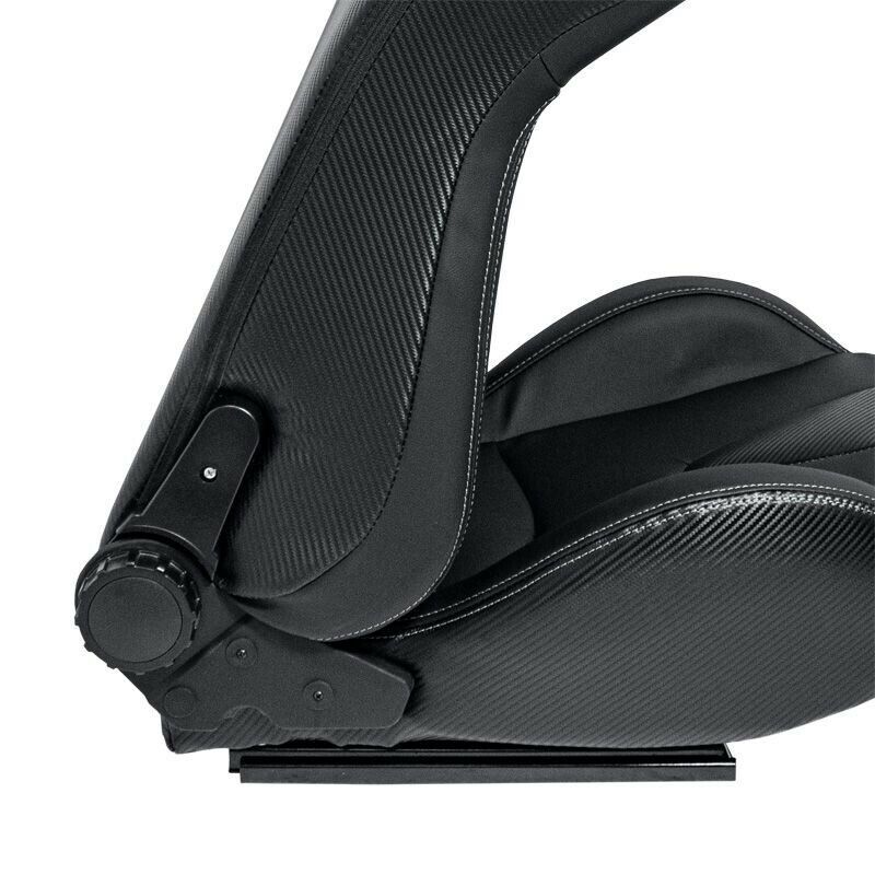 AUTOSTYLE x1 Univ Single Sports Bucket Seat Black Silver Stitch Carbon runners