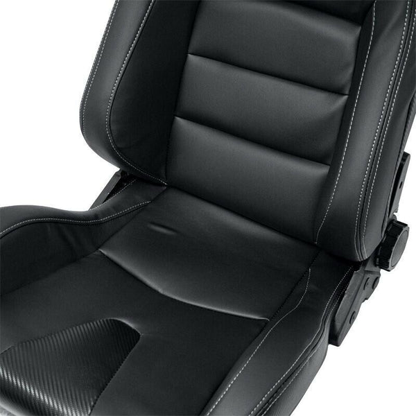 AUTOSTYLE x1 Univ Single Sports Bucket Seat Black Silver Stitch Carbon runners