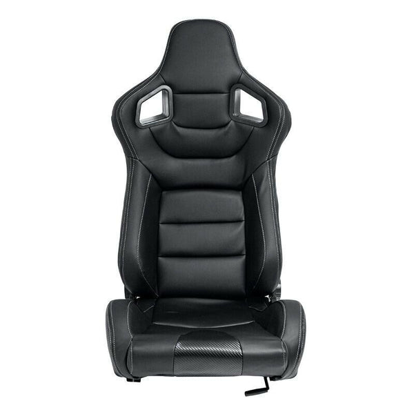 AUTOSTYLE x1 Univ Single Sports Bucket Seat Black Silver Stitch Carbon runners