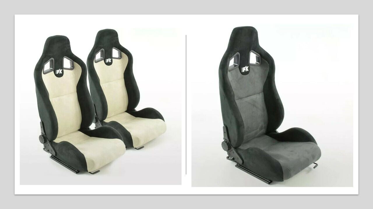 FK Universal Motorsport Recline Bucket Seats Cream / Grey Car 4x4 90 110 T4 T5