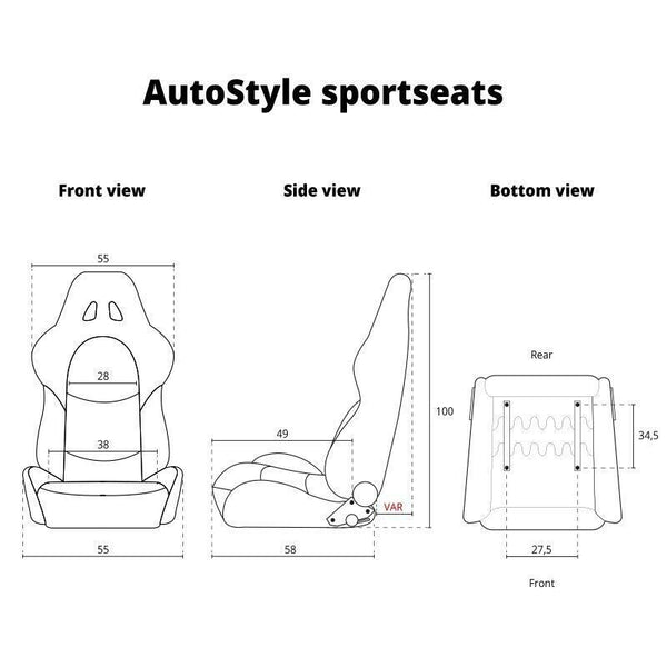 AUTOSTYLE RS6-II x1 Universal Sports Bucket Seat Black & Blue + runners