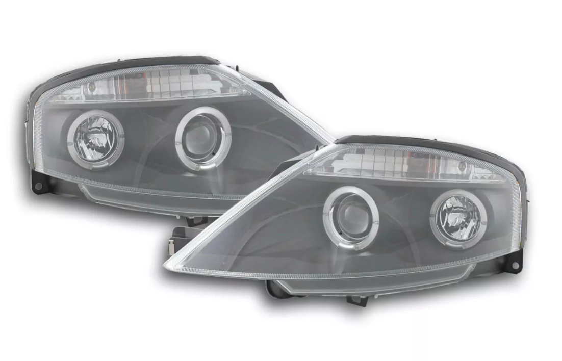 FK LED DRL Angel Eye Projector headlights Citroen C3 02-08 black