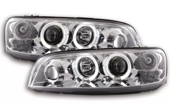 FK LED DRL Angel Eye Projector headlights Fiat Punto 2 type 188 99-02 chrome LHD