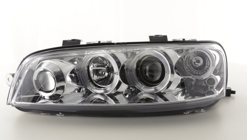FK LED DRL Angel Eye Projector headlights Fiat Punto 2 type 188 99-02 chrome LHD