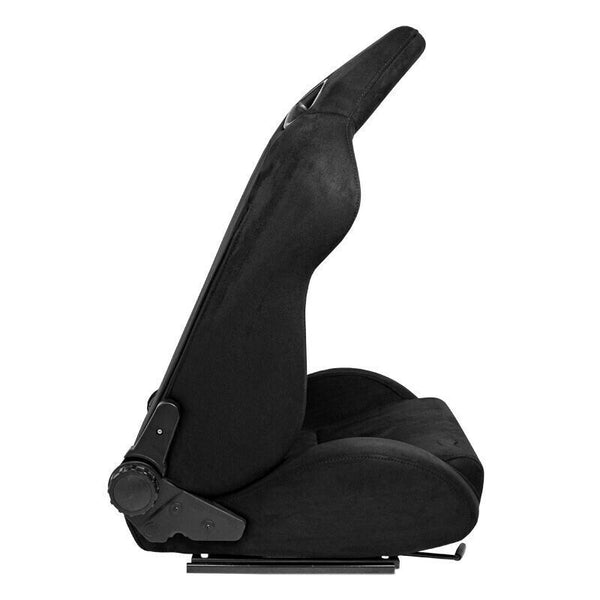 AUTOSTYLE ST x2 Universal Pair Sports Bucket Seats Matte Black slide runners