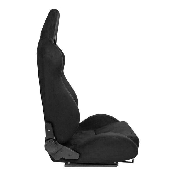 AUTOSTYLE ST x2 Universal Pair Sports Bucket Seats Matte Black slide runners
