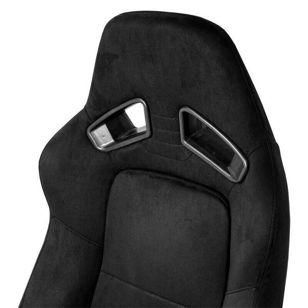 AUTOSTYLE ST x2 Universal Pair Sports Bucket Seats Matte Black slide runners