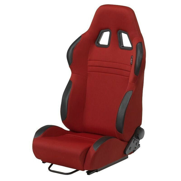 AUTOSTYLE x2 Universelles Paar Sportschalensitze, dunkelrote und schwarze Gleitschienen