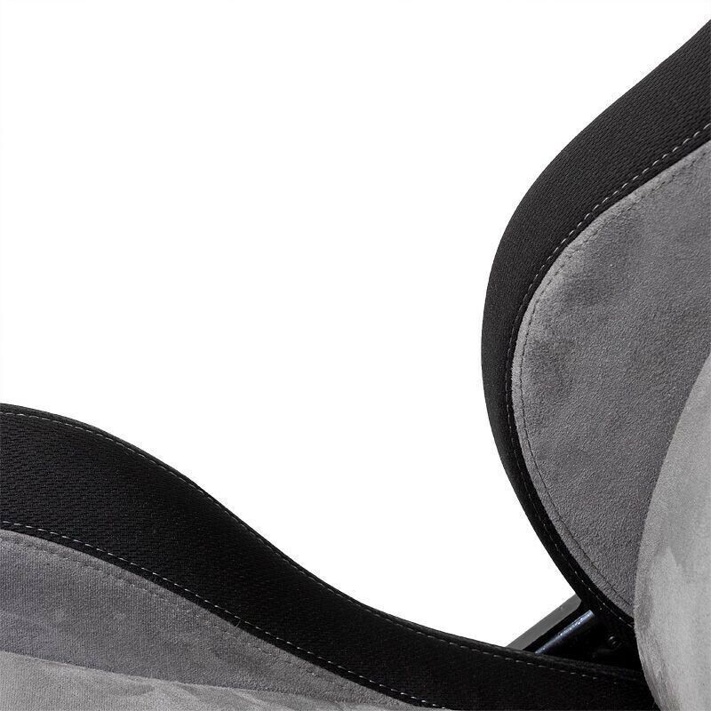 AUTOSTYLE x2 Universal Pair Sports Bucket Seats Black Grey Stitch runners