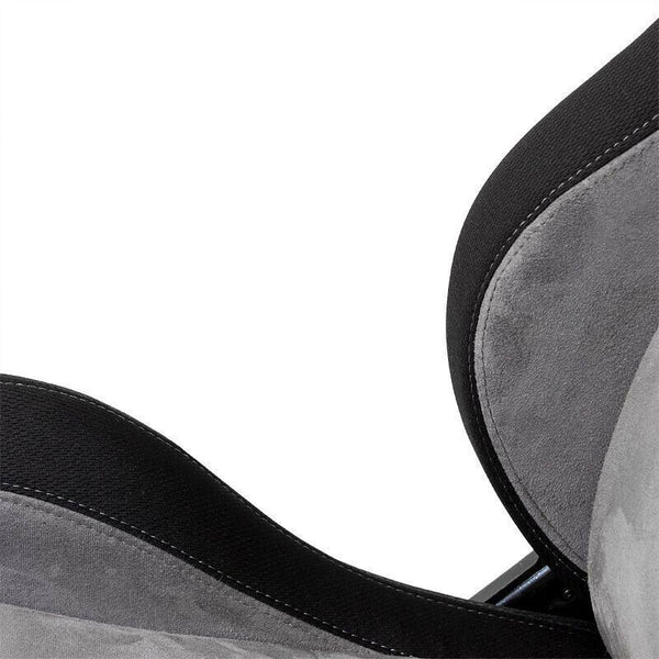 AUTOSTYLE x2 Universal Pair Sports Bucket Seats Black Grey Stitch runners