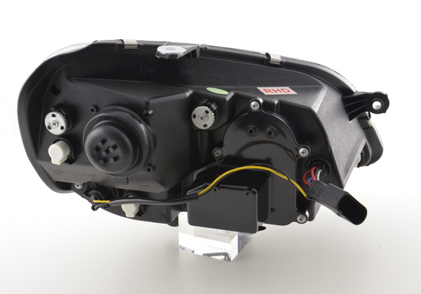 FK Pair LED DRL Projector Halo headlights Polo 4 MK4 9N 9N3 05-09 Black RHD - LJ Automotive