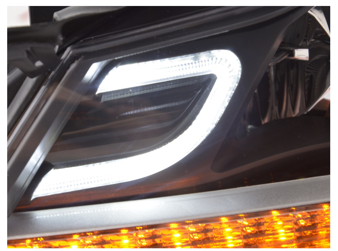 FK Set LED DRL Headlights Halo Mercedes C-Class 204 W204 11-14 black AMG LHD C63 - LJ Automotive