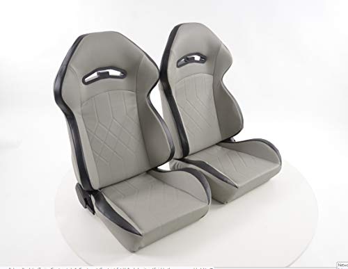Pair of Ergonomic Performance Sport Bucket Racing Seats artificial leather grey & black