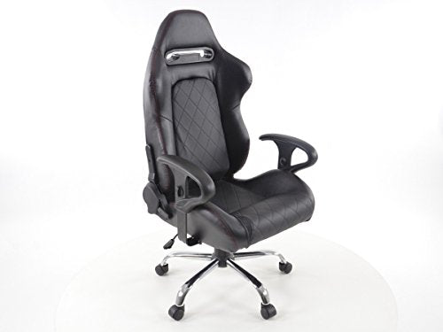 FK Automotive Detroit FKRSE011501 Sporty Office Chair with Armrests Black Synthetic Leather