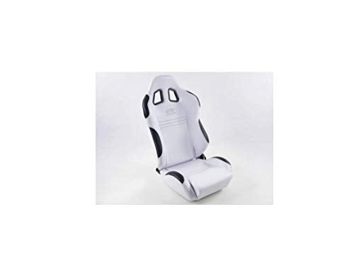 Pair of Ergonomic Performance Sport Bucket Racing Seats New York fabric white black seam black