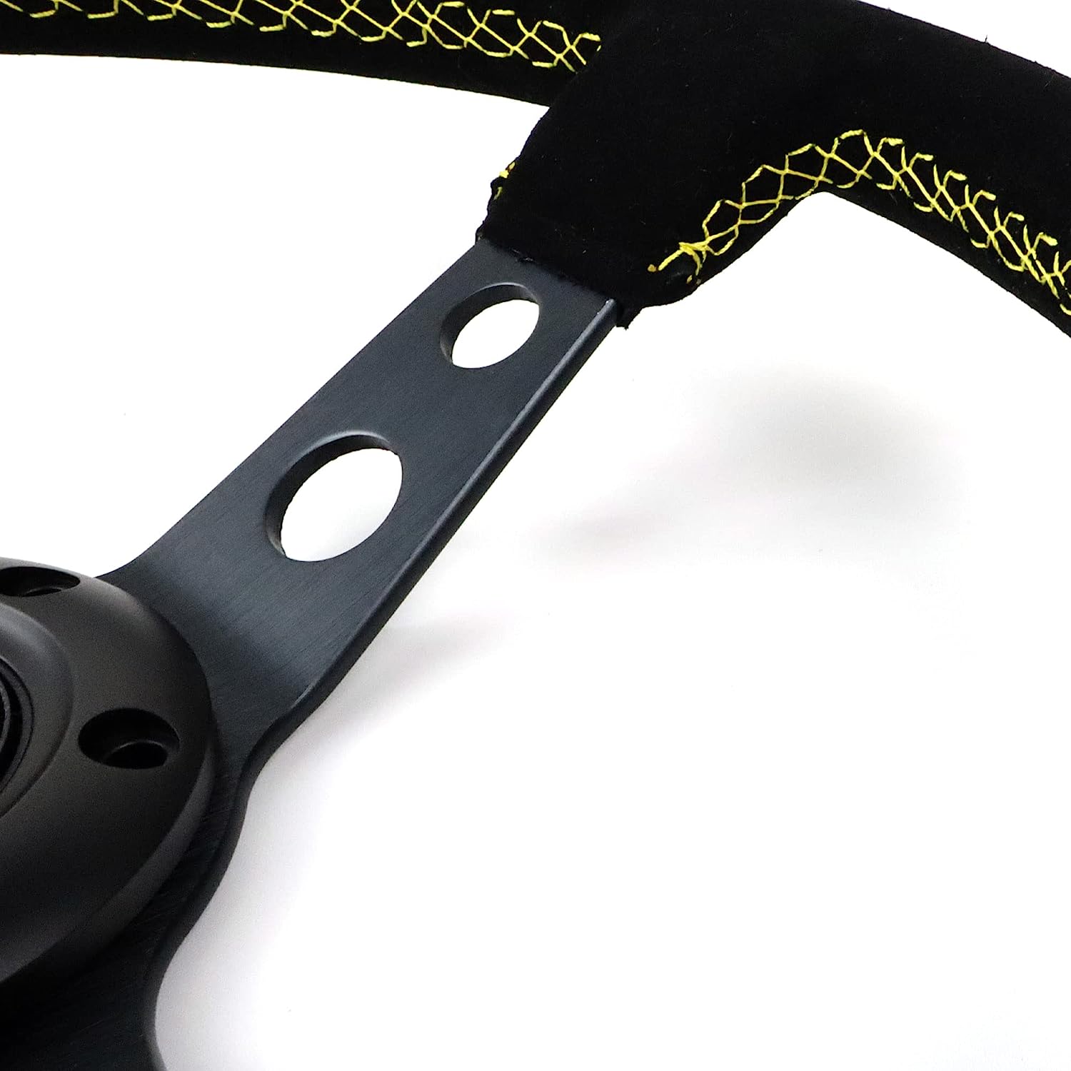 OCC MOTORSPORT OFFSET STEERING WHEEL TRACK MODEL ALCANTARA BLACK ARMS - 90 MM FULL DISH WHEEL - 350MM (14 INCH)