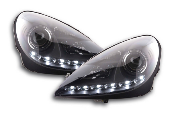 FK Set Mercedes SLK R171 black PROJECTOR LIGHTBAR DRL HEADLIGHTS LHD - LJ Automotive