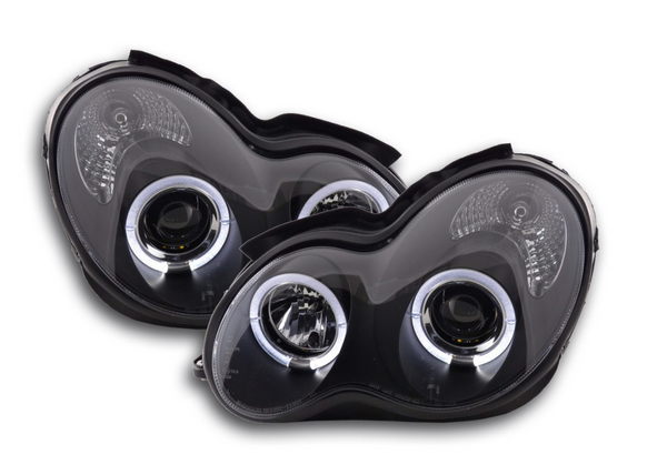 FK Set Mercedes C-Class W203 00-07 RHD Black PROJECTOR LIGHTBAR DRL HEADLIGHTS - LJ Automotive