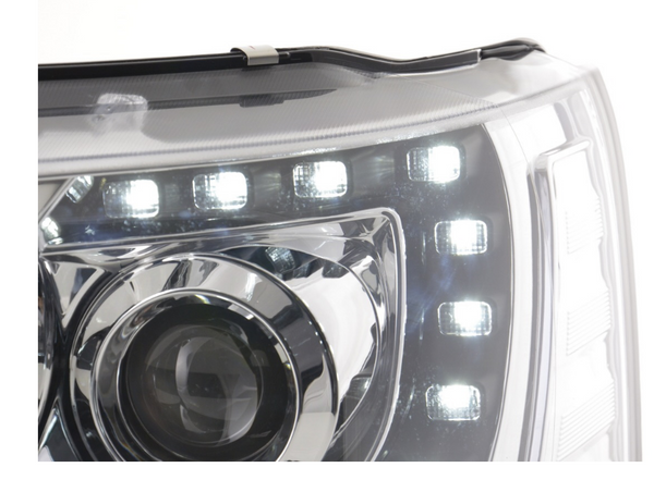 FK Pair LED DRL Projector headlights VW Van Camper Transporter T5 09+ Chrome - LJ Automotive